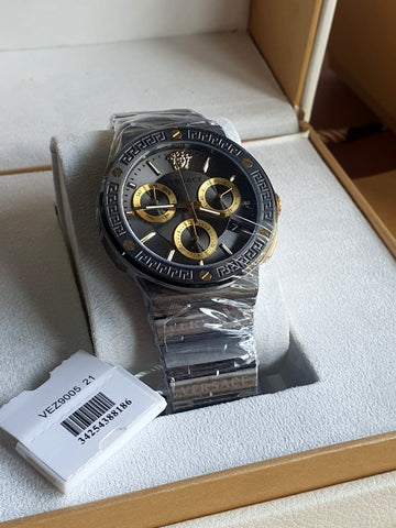 Versace Grace Logo Black Stainless Steel Black Dial Chronograph Quartz Watch for Gents – VEZ900521